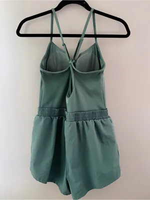 PINK Victoria's Secret Sage Green Active Romper One Piece Shorts thumbnail 3