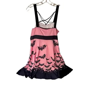 Halloween Bat Print Criss Cross High Waisted Cami Dress Size XL/10 thumbnail 3