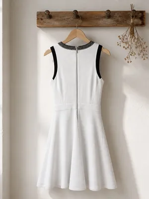 XOXO White Fit-and-Flare Dress with Black Trim thumbnail 4