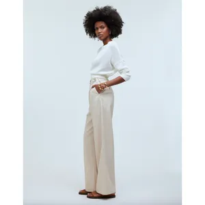 Madewell The Harlow Wide Leg Pant Linen Twill Harvest Moon Beige US 12 NWT thumbnail 5