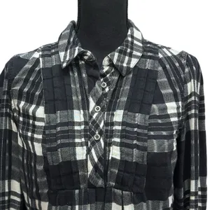 Free People Baby Blues Plaid Tunic Top Women's Size XS Babydoll Black White‎ thumbnail 3