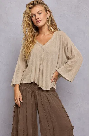 NWOT POL Casual Saturday Oatmeal Top thumbnail 1