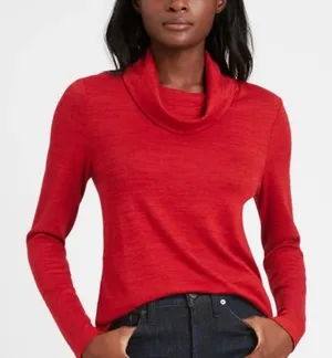 Banana Republic LuxeSpun Red Cowl Neck Sweater Top NWOT Size XS thumbnail 1