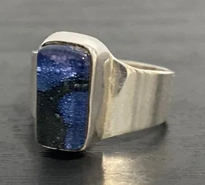 925 Sterling Silver Ring with Handblown Glass Stone Size 6¼ thumbnail 1
