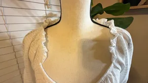 Free People Lightweight floral blouse with long sleeves. Scoop neckline and double tie-front thumbnail 4