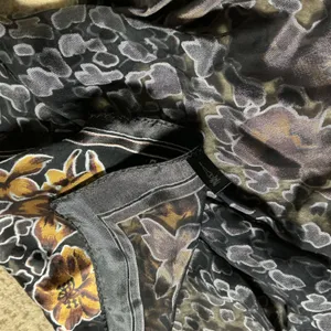 Unbranded Floral Leopard Print Square Scarf Womens OS Black Gold Sheer Silk Feel thumbnail 6