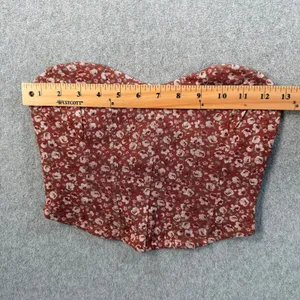 Altar'd State Floral Corset Bustier Top Size XS Brown Strapless Sweetheart Crop thumbnail 2