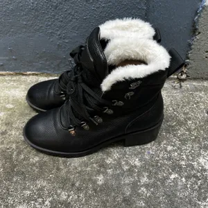 Caslon Black Leather Lace Up Combat Boots 8.5M Festival Rave Goth Gorpcore Punk thumbnail 2