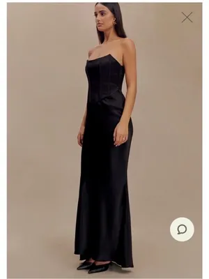 Meshki Harlow Black Satin Strapless Corset Gown NWT Size Small thumbnail 3