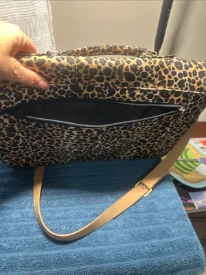 Leopard Print Crossbody Satchel - Laptop bag etc Tan/Black excellent like new thumbnail 3