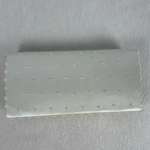Vintage‎ Beaded Handmade Clutch Evening Handbag Ivory Satin Formal Party Bag thumbnail 2