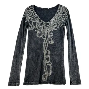 VTG Vocal L Large Top Black Ribbed Embellished Studs Y2K Dark‎ Fairy Goth Punk thumbnail 1