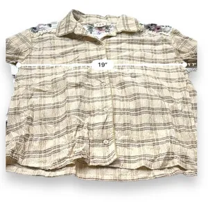 POL Cream Multicolor Floral Cotton‎ Long Sleeve Button Down Shirt Size S thumbnail 7