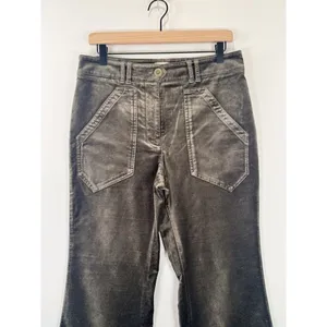 Anthropologie Maeve Womens Pants Gray Velvet Bootcut Stretch High Rise Size 6 thumbnail 7