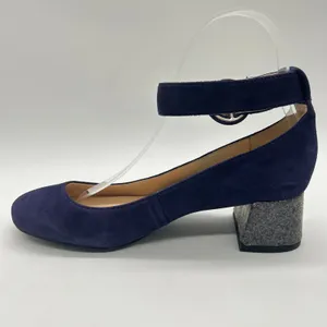 Nine West Heels Womens 6 Purple Suede‎ Leather Glitter Block Heel thumbnail 3