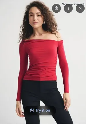 Abercrombie Off-The-Shoulder Top Long Sleeve thumbnail 1