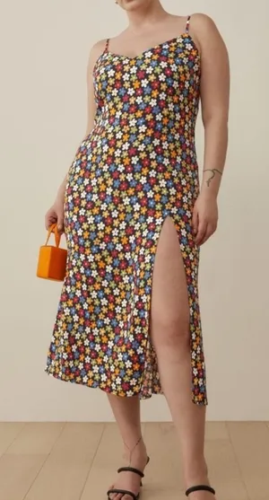 Reformation Crimini High Slit Midi Dress in Floral Print Danica NWT thumbnail 1