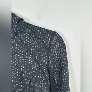 Lululemon Daily Practice Jacket Womens 4 Black Gray Print Hooded Full Zip‎ thumbnail 7