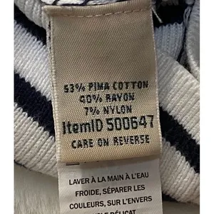 L.L.Bean Size S White Navy Striped Blend Ribbed Pullover Sweater Nautical thumbnail 8