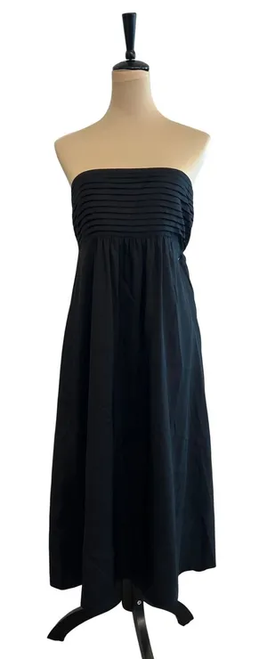 Banana Republic Womens Black 100% Silk Strapless Pleated Midi Dress Size 10 thumbnail 1