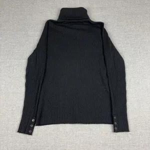 J McLaughlin Sweater Womens L Black Cotton Modal Turtleneck Button Knit Pullover thumbnail 4