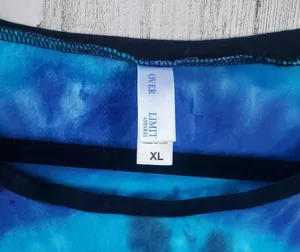 Over The Limit Blue Paw Print Tie Dye Raglan Short Sleeve T-Shirt Size XL thumbnail 3