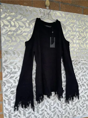 Killstar Cold Shoulder Distressed Knit Sweater Black XXL Whimsigoth Goth thumbnail 8