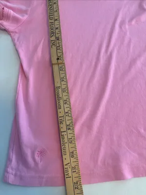 Lilly Pulitzer Pink Tee Shirt Cap Sleeves Size Xl Preloved Good Condition thumbnail 6