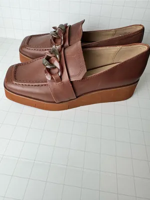 Naked Feet Mauve Platform Loafers with Chain Detail thumbnail 6