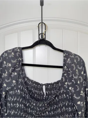 American Eagle XL‎ Floral Smocked Peplum Blouse Peasant Sleeves Coquette Boho thumbnail 6