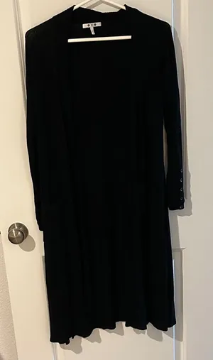 Black Long Open-Front Women's Dress Cardigan thumbnail 1