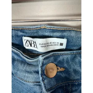 Zara Button Fly Jeans Women 10 Blue High Waisted Straight Leg Casual thumbnail 6