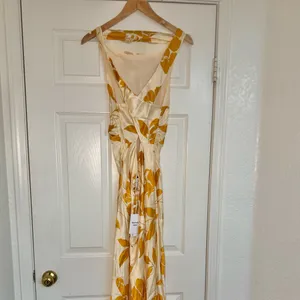 NWT Reformation Anaiis Silk Floral Maxi Dress in Yellow Cream 10 thumbnail 12