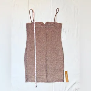 Reformation NWT Kyla Dress - Taupe Sparkle - M thumbnail 13