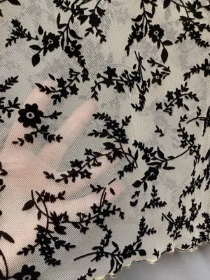 Ava Lane Beige and Black boho chic floral mesh layering top size Large thumbnail 13