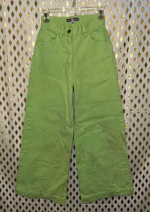 Urban outfitters lime pants wide leg baggy fit jeans size 24 thumbnail 1