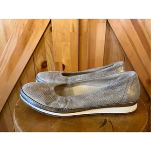 Gabor Comfort Womens Ballet Flat Gold Metallic Leather Suede Shoes UK 6 US 8 thumbnail 3