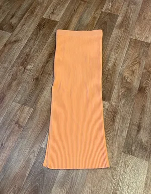 Princess Polly Orange Ribbed Slit Midi Skirt thumbnail 5
