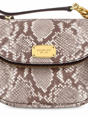Michael Kors Leather Snakeskin Embossed Bedford crossbody Bag Zip Flap EUC thumbnail 2