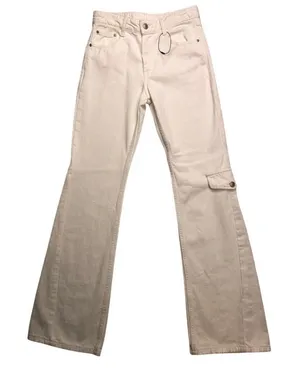 Zara White Flare Wide Leg Cargo Jeans Womens Size 2 High Rise 100%‎ Cotton thumbnail 1