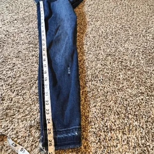 Spanx Ankle Jean Ish Leggings Dark Wash Distressed Raw Hem Skinny‎ Size Medium thumbnail 5