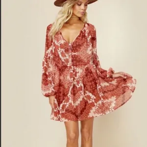 Show me your Mumu Sienna mini swing boho dress long sleeve M thumbnail 3