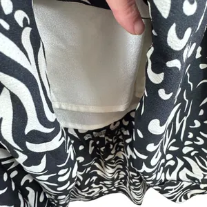 THML NWT Black White Abstract‎ Print Short Sleeve Midi Dress Ruffle Tassels S thumbnail 4