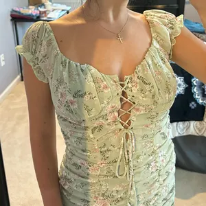 Hazel Boutique Green Floral Ruched Ruffled Mini Dress thumbnail 5