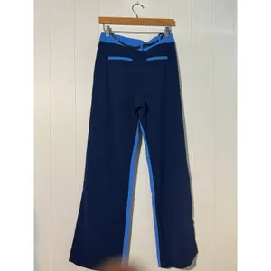 Vero Moda NWT Two Tone Retro Pants Blue Contrast Waistband Pockets 30". Waist thumbnail 6