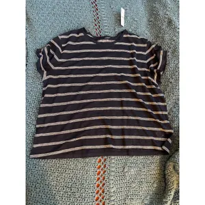 J.Crew Womens XL Linen Tee Navy Blue White Striped Short Sleeve T-Shirt NWT thumbnail 2