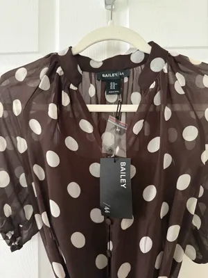 Bailey 44 Polka Dot Short-Sleeve Tiered Dress in Brown thumbnail 4
