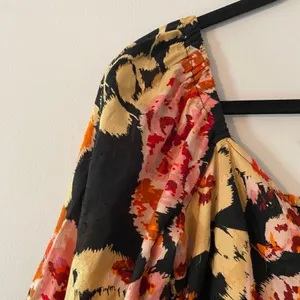 Anthropologie Black Pink Floral Blossom Maxi Dress Puff Sleeve Women's size XS thumbnail 3