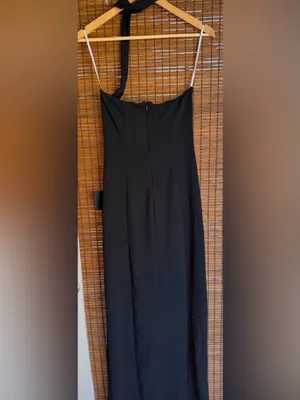 Lulus Seraphina Black Asymmetrical Column Maxi Dress NWT Small $89 thumbnail 9