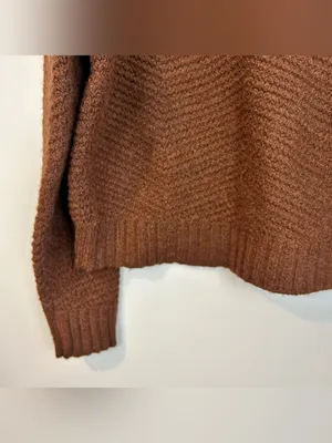 NWT Old Navy Wool Alpaca Blend Brown Chunky Knit Crop Mock Neck Sweater Large thumbnail 4